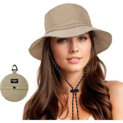 Produktbild von Regenhut Damen Herren Wasserdicht Fischerhut Anglerhut Bucket Hat Sonnenhut Faltbar Khaki Einheitsgröße