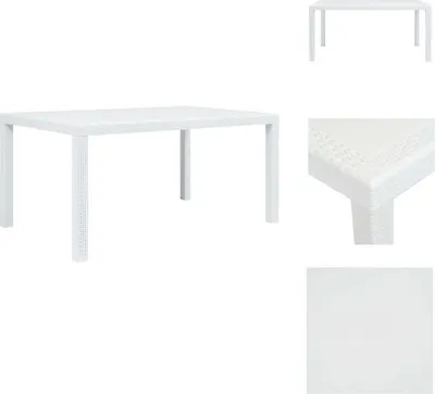 Produktbild von vidaXL Gartentisch Weiß 150 x 90 x 72 cm Kunststoff Rattan-Optik -  Gartentische