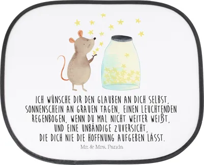 Produktbild von Mr. & Mrs. Panda Sonnenschutz Fenster Auto Maus Sterne - Weiß - Geschenk, Taufe, Geburtstag, Hoffnung, Autoscheiben, Kindergeburtstag, Lustige Sprüche, Sonnenblende