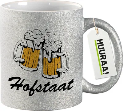 Produktbild von Huuraa Glitzertasse Hofstaat Schützenfest 330ml Silber Keramik Kaffeebecher Geschenkidee