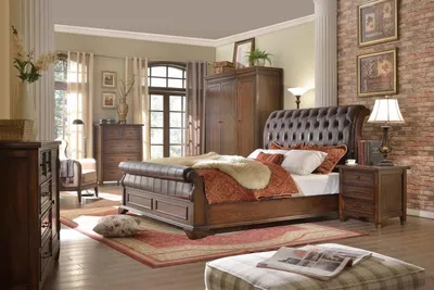 Produktbild von Chesterfield Bett Leder Polster Doppel Betten Designer Bett 180 x 200cm Barock