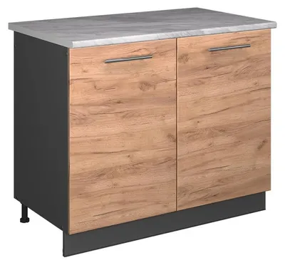 Produktbild von Spülenunterschrank Vicco Fame-Line Goldkraft Eiche/Anthrazit 100 cm, AP Marmor, Model 61937