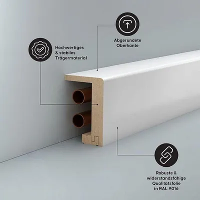 Produktbild von Heizrohrverkleidung 96 x 64 mm RAL 9016 Heizrohr Abdeckleiste Rohrabdeckleiste