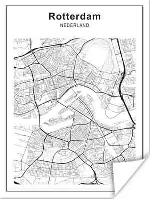 Produktbild von MuchoWow® Poster Stadtplan - Rotterdam - Schwarz und Weiß 60x80 cm - Schlafzimmer Dekoration
