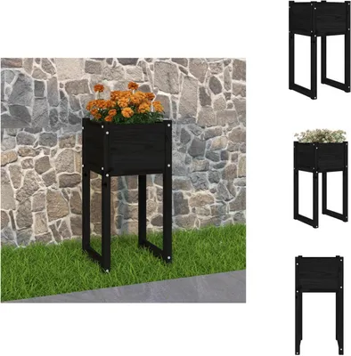 Produktbild von vidaXL Pflanzkübel Schwarz 40x40x81 cm Massivholz Kiefer -  Blumentöpfe & Pflanzgefäße