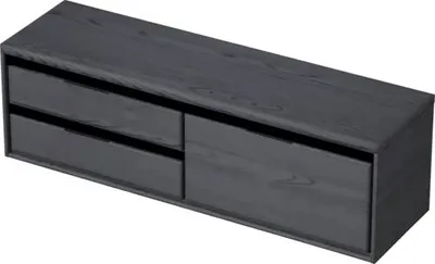 Produktbild von Sanox Waschtischunterschrank Loft BxHxT 160,2 x 48,6 x 45 cm Frontfarbe black oak mit Waschtischplatte 2 Auszüge links