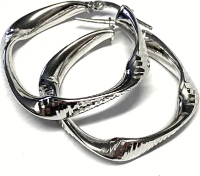 Produktbild von Ohrring 925/- Silber rhodiniert modern eckig poliert einfarbig diamantiert Creole