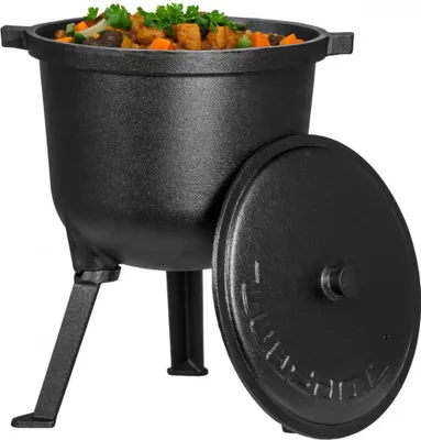 Produktbild von Jagdkessel Jagdtopf Gusseisen Gusstopf Kessel Bräter Schmortopf Feuerkessel Feuertopf Kochtopf Lagerfeuer Dutch Oven 8L
