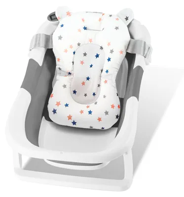 Obrázok produktu pre Peviasot, skladacia vanička pre bábätká, 60,5 × 43 cm, s podložkou, nádobkou na šampón a teplomerom, vhodná pre deti od 0 do 12 mesiacov, sivá farba