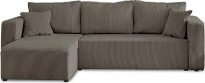 Image de Best Mobilier Topaze - canapé d'angle réversible - 4 places - convertible avec coffre - en velours côtelé , Gris