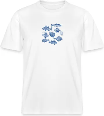 Produktbild von Spreadshirt Fische Sommer Seaside Urlaub Meer Illustration Stanley/Stella Uni Bio T-Shirt, XS, Weiß