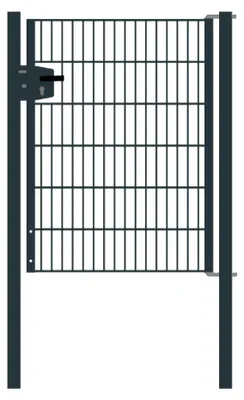 Produktbild von Drahtgittertor 1-flügelig, Durchgangslichte: 95 cm, Gesamtbreite inkl. Pfosten: 107 cm - Ausführung: anthrazit beschichtet, Höhe: 123 cm