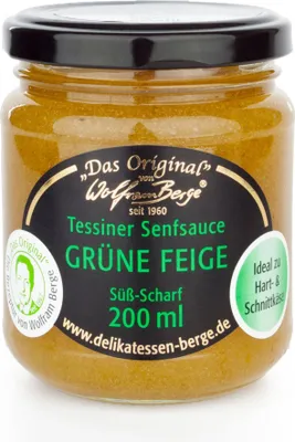 Produktbild von Tessiner Senfsauce Grüne Feige – fruchtig‑scharfe Gourmet‑Feinkostsauce (200 ml)