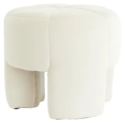 Image de Pouf Batoemi en velours blanc – Ø51x45 cm