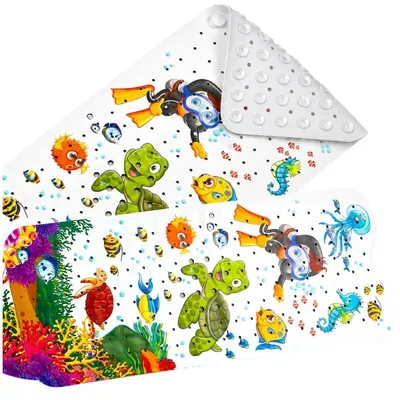 Obrázok produktu pre Protisklzová podložka do vane 100 × 40 cm pre deti – motív podmorského sveta