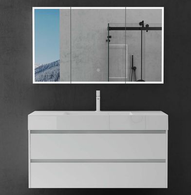 doporro Spiegelschrank Beschlagfreier Spiegel Wandschrank BxTxH 120x15x70cm Hängeschrank für Badezimmer matt Weiß Spiegelschrank04