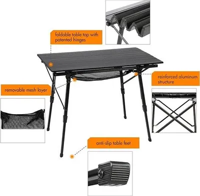 Produktbild von Famanu Campingtisch tragbar 89,9 x 53 x 69,9 cm - für Strand, Wandern, Picknick