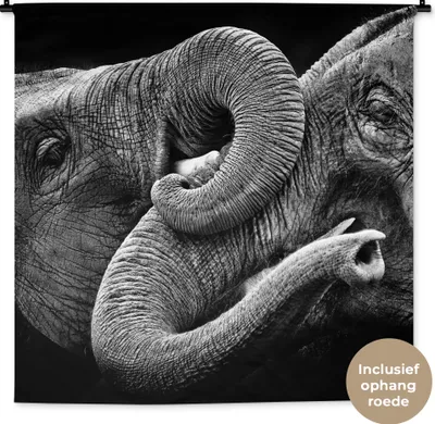 Produktbild von MuchoWow® Wandteppich Wandbehang Elefant - Tier - Rüssel 120x120 cm Tapisserie Dekoration Wandtuch - Modern - Baumwollgewebe