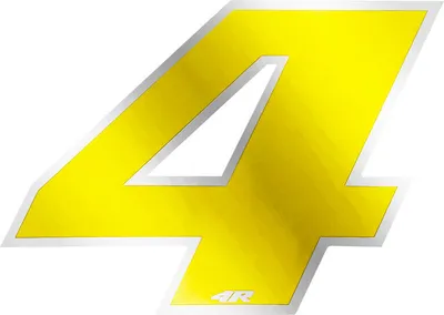 Image de Autocollant numéro de course pour moto "4" jaune 27 x 37 mm