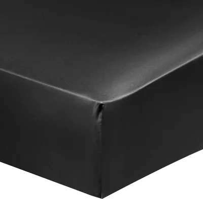 Productafbeelding van Satijnen laken 160x200cm hoeslaken tot 35cm tophoogte met elastische band zwart 160x200x35cm