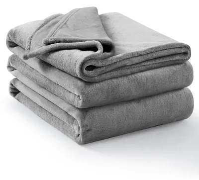 Imagen del producto de Solidchoice - Manta de forro polar, gris claro - 230 x 270 cm - Suave y cálida