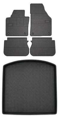Zdjęcie produktu dla Dywaniki gumowe + mata bagażnika do Volkswagen Touran I 2010-2015 (standardowy bagażnik) – czarne, dopasowane – Wielganizator SolidPRO