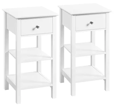 Image de Table de chevet table d'appoint - Avec tiroir et 2 étagères - 70 cm - Blanc