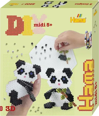 Immagine prodotto di Hama ferro su perline 3258 Hama ferro su perline midi 3D "Panda", confezione regalo
