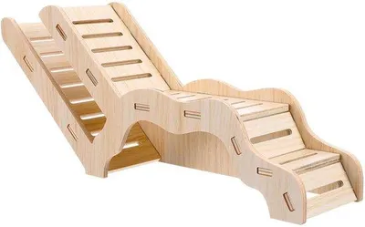 Productafbeelding van Houten schuilhuis voor hamsters met klimladder en ontdekkingstunnel - Duurzaam - Veilig om op te kauwen - Afmetingen: 32 x 13 x 7 cm