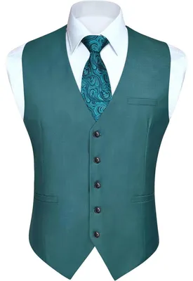 Produktbild von Anzugweste Herren Formell Einfarbig Elegant Business mit Taschen Blaugrün XS-4XL