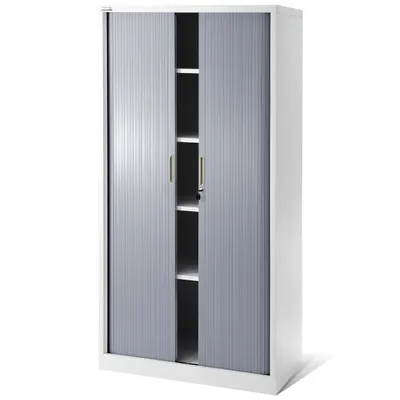 Produktbild von Aktenschrank Büroschrank Stahlschrank weiß-dunkelgrau Schiebetür 185x90x45