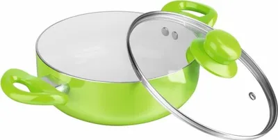 Produktbild von bratmaxx Keramik Kochtopf mit Glasdeckel limegreen, 20cm