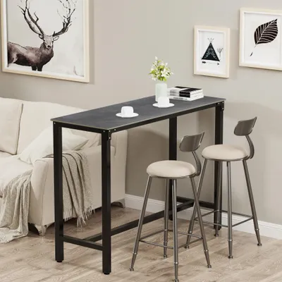 Produktbild von FATIVO Bartisch Küchentisch: Bistrotisch Marmor Stehtisch Küche, Küchentisch Rechteckig Schmal für Küchen Wohnzimmer Esszimmer 120x40x105cm, Schwarz