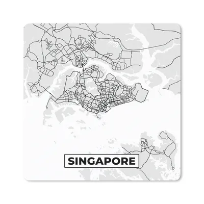 Produktbild von MuchoWow® Mauspad Mousepad Singapur - Karte - Stadtplan - Schwarz und weiß - Karte 30x30 cm - Mousepads - Maus Mat - Pad - Mausunterlage - Gaming