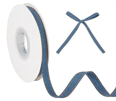 Denim-Lint 10 m x 0,75 cm, blau, Jeans-Stoffstreifen mit Steppnaht
