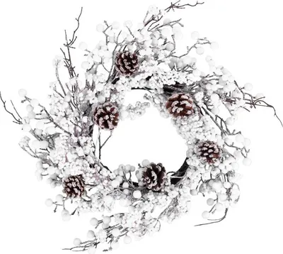 Immagine prodotto di Ghirlanda MagicHome Natale, con palline e pigne innevate, 50x50x14 cm