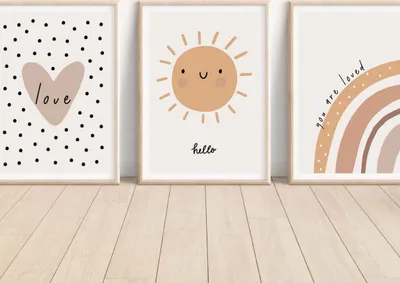Produktbild von MeinBaby123® Kinderzimmerposter | 3er Set A4 | Sonne & Herz