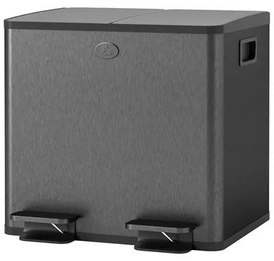 Immagine prodotto di Contenitore doppio per la raccolta differenziata, capacità 2 x 15 litri - Colore: Grigio - Dimensioni: 41,7 x 36,6 x 43,2 cm