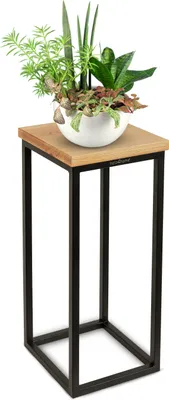 Produktbild von holz4home® Dekoständer aus massiv Eichenholz I Blumenständer Natur Geölt I Höhe: 50 cm I Dekosäule mit Stahlrahmen I Fertig montiert und geölt