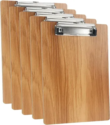 Imagen del producto de Pizarra de madera A5, 23 x 16 cm, juego de 5 unidades, con clip metálico, para oficina y escuela