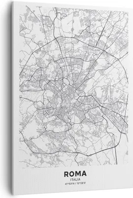Produktbild von Bild auf Leinwand - Leinwandbild - Einteilig - Stadt Karte Rom - 50x70cm - Wand Bild - Wanddeko - Wandbilder - Leinwanddruck - Kunstdruck - Wanddekoration - Leinwand bilder - Wandbild - PA50x70-4682