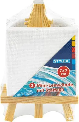 Obrázek produktu pro Mini malířský stojan na plátno, 2 ks, 7 x 7 cm, bílý, přírodní dřevo, dekorace, výtvarné potřeby, Stylex 28672