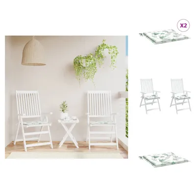 Obrázok produktu pre vidaXL Vankúš na stoličku 2 ks Látka so vzorom listov 40x40x3 cm - vankúš na sedenie