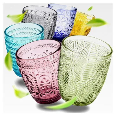Produktbild von Buntes Trinkgläser Set - 6er Set 250 ml - Spülmaschinenfest - Modernes Design mit Mustern