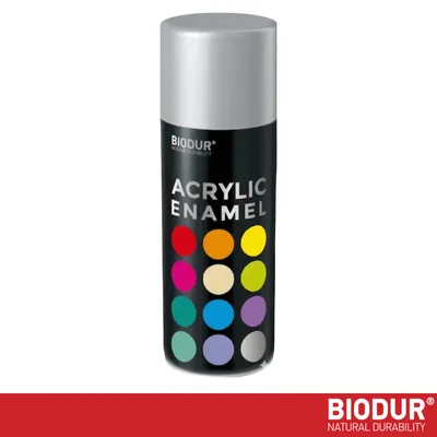 Productafbeelding van BIODUR Acrylverf - Blank Aluminium RAL 9006 – 400 ML – Spuitbus Hoogglans Lak – UV en Weerbestendig - Sneldrogende Spuitverf - Voor Binnen en Buiten