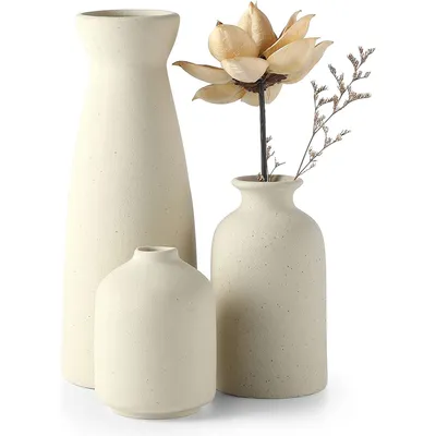 Produktbild von Vasen, Keramik Vasen 3er-Set, Kleine Blumenvasen für Dekor, 22/12,5/9cm hoch, Dekorative für Pampas Grass&getrocknete Blumen