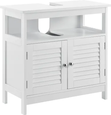 [en.casa]® Szafka łazienkowa z półką - Biała - 60 x 60 x 30cm - Szafka podumywalkowa Umywalka Meble łazienkowe