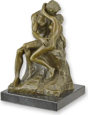 Produktbild von Bronzeskulptur der Kuss nach Rodin Replikat Retro Design Dekoration