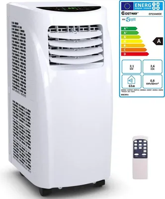 Produktbild von COSTWAY 4in1 mobile Klimaanlage 7000BTU für 20 ㎡, Entfeuchter Klimagerät 63db mit Schlafmodus, Fernbedienung, Timer & 1,5m Abluftschlauch, 17-30℃ R290, EEK A