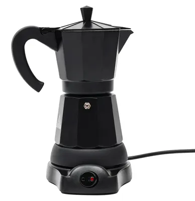 Produktbild von Elektrische Moka Kanne - Italienische Espressomaschine - 300 ml Fassungsvermögen - Tischgerät - EU Stecker - Aluminium - Tragbar - Schwarz